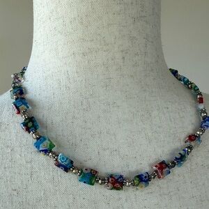 Colorful Glass Beaded Necklace & Earings